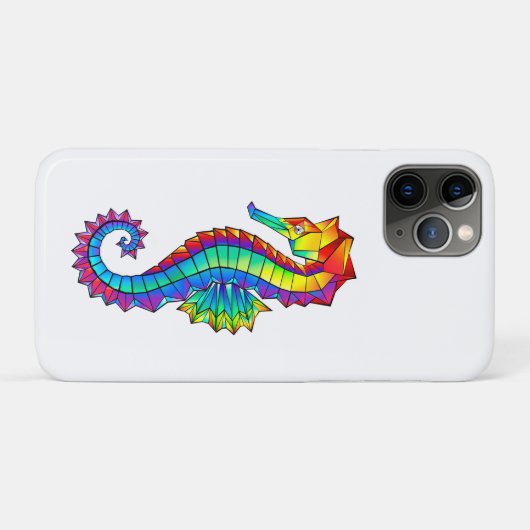 Coques Case-Mate iPhone Hippocampe polygonal arc-en-ciel (Dos (Horizontal))