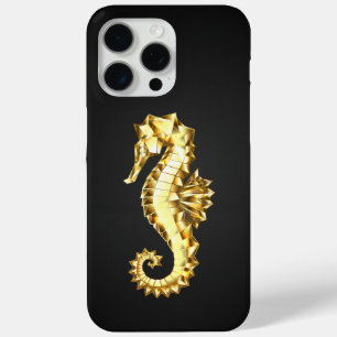 Coque iPhone 15 Pro Max Hippocampe Polygonal Or