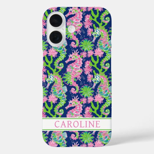 Coques Case-Mate iPhone Hippocampes à l'aquarelle Monogrammées (Verso)
