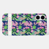 Coques Case-Mate iPhone Hippocampes à l'aquarelle Monogrammées (Verso (horizontal))