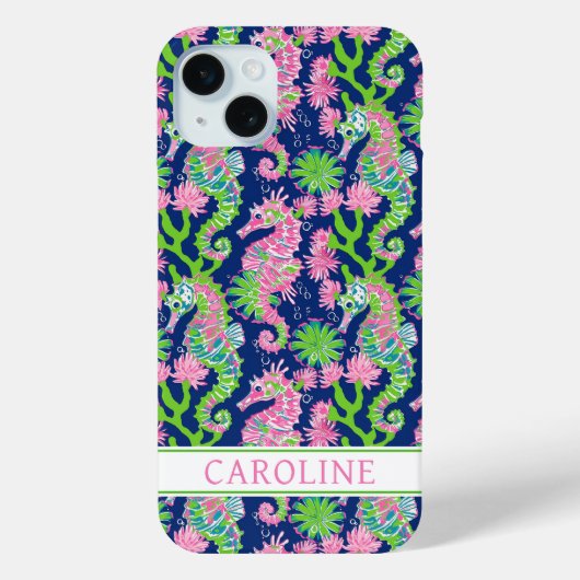 Coques Case-Mate iPhone Hippocampes à l'aquarelle Monogrammées (Verso)