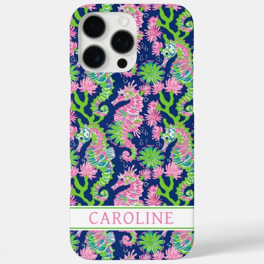 Coques Case-Mate iPhone Hippocampes à l'aquarelle Monogrammées (Verso)