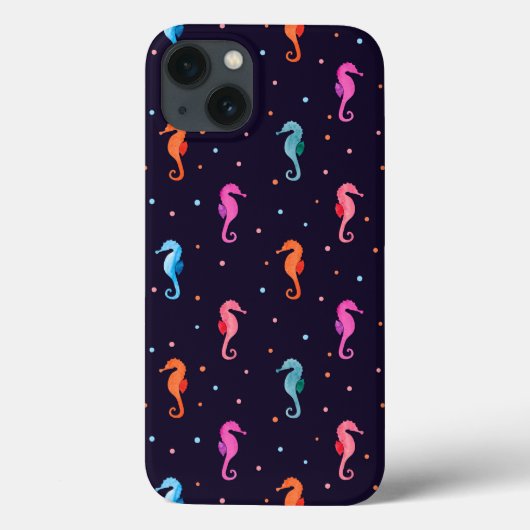 Coques Case-Mate iPhone Hippocampes d'aquarelle sur le motif de bleu (Verso)
