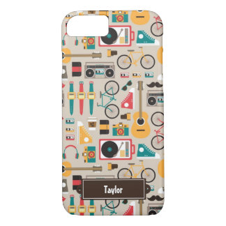 Coque iPhone 7 Hipsterrific Hipster Things Motif (Cinééré)