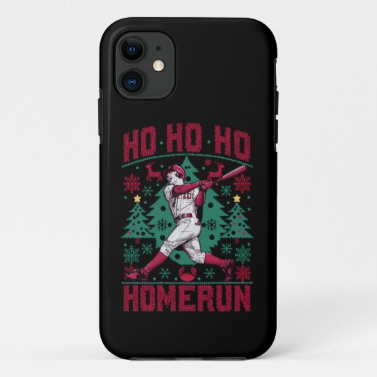 Coques Case-Mate iPhone Ho Ho Homerun Baseball Laid Christmas Sweat (Dos)