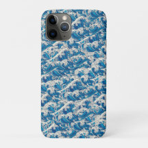 Hokusai Grande vague Motif bleu marine