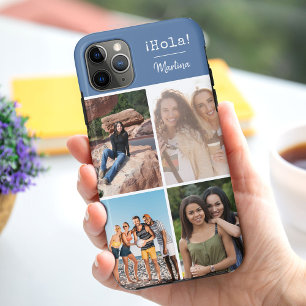 Case-Mate iPhone Case ¡Hola! 4 Collage de photos personnalisé bleu