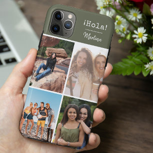 Case-Mate iPhone Case ¡Hola! 4 Collage de photos personnalisé vert