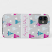 Coques Case-Mate iPhone Holiday Christmas tree bleu rose simple (Dos (Horizontal))