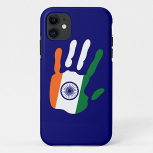 Coque Case-Mate Pour iPhone holiES - Inde Drapeau main + votre couleur de fond