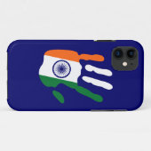 Coques Case-Mate iPhone holiES - Inde Drapeau main + votre couleur de fond (Dos (Horizontal))