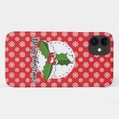 Coques Case-Mate iPhone Holly on Red White Snowflakes (Dos (Horizontal))