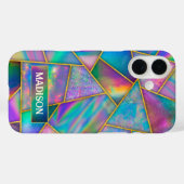 Coques Case-Mate iPhone Holographe élégant chic faux or (Verso (horizontal))