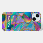 Coques Case-Mate iPhone Holographe élégant chic faux or (Verso (horizontal))