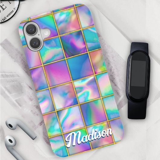 Coques Case-Mate iPhone Holographe élégant tendance fausse or géométrique