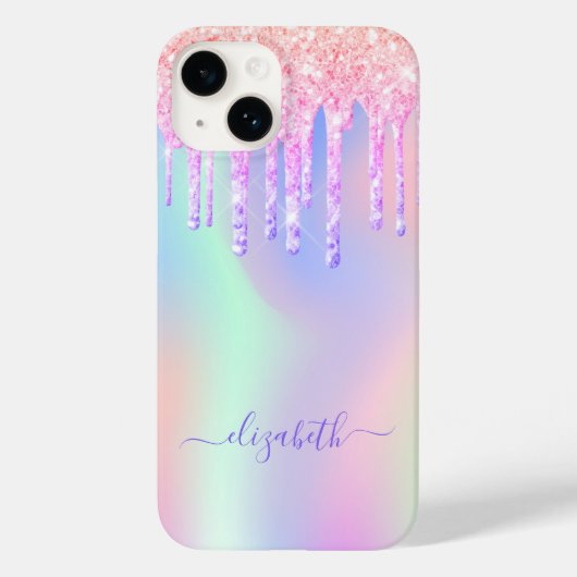 Coques Case-Mate iPhone Holographique à gouttes roses (Verso)