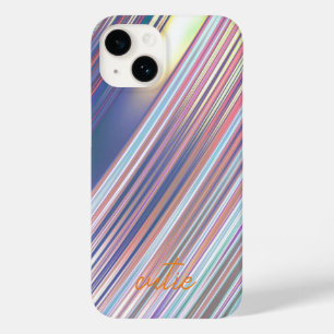 Coque Pour iPhone 14 Holographique mignonne fillette rayée