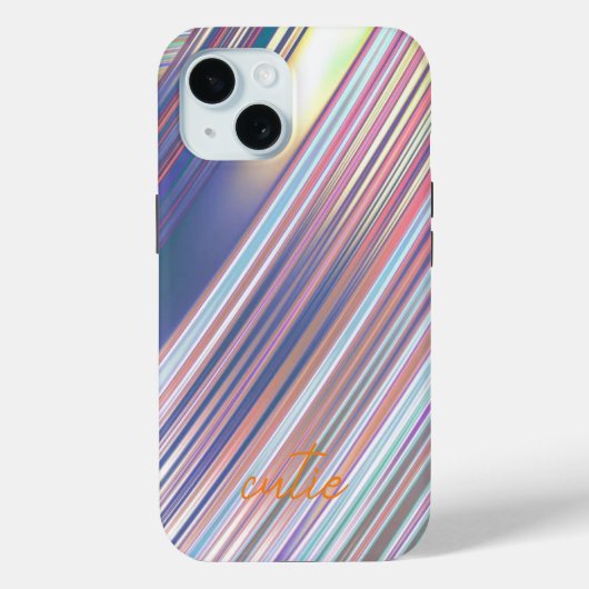 Coques Case-Mate iPhone Holographique mignonne fillette rayée (Verso)