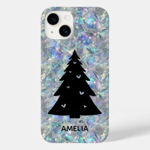 Coque Pour iPhone 14 Holographique Opal Pierre Arrière - plan Fêtes Nom
