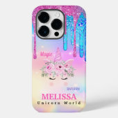 Coques Case-Mate iPhone Holographique Unicorn Flowers Parties scintillant (Verso)