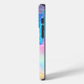 Coques Case-Mate iPhone Holographique Unicorn Flowers Parties scintillant  (Verso / Gauche)