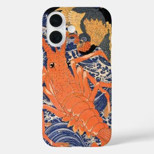 Coques iPhone 16 Homard et oiseau japonais vintage Ukiyo-e