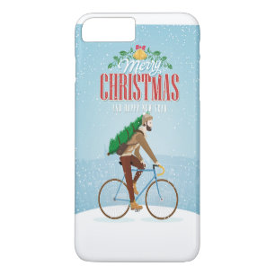 Coque iPhone 8 Plus/7 Plus Homme avec vélo à cheval Arbre de Noël