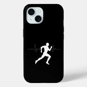 Coque Pour iPhone 15 Homme Coureurs Silhouette Arrière - plan noir
