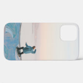Coques Case-Mate iPhone Homme en skate bleu sur mur sur la plage (Verso (horizontal))