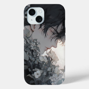 Coque Pour iPhone 15 Homme mystérieux et fleurs