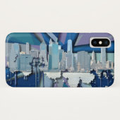 Coques Case-Mate iPhone Horizon | 3D bleu de New York City (Dos (Horizontal))