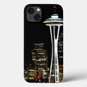 Coques Pour iPhone Horizon de Seattle la nuit, avec l'aiguille de