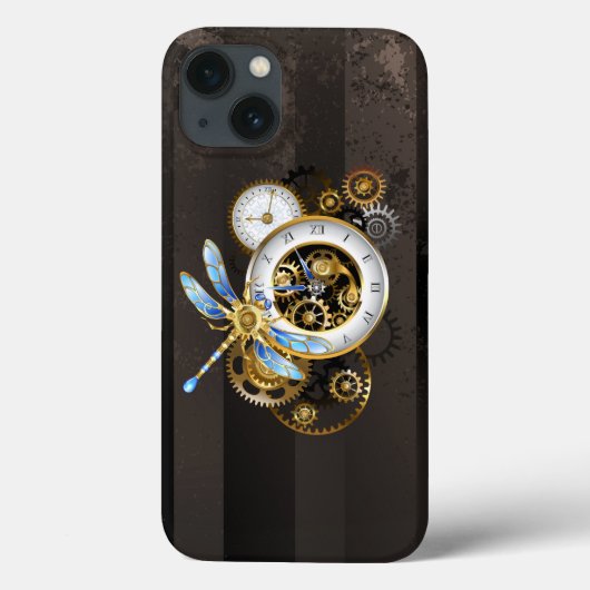 Coques Case-Mate iPhone Horloge à vapeur avec libellule mécanique (Verso)