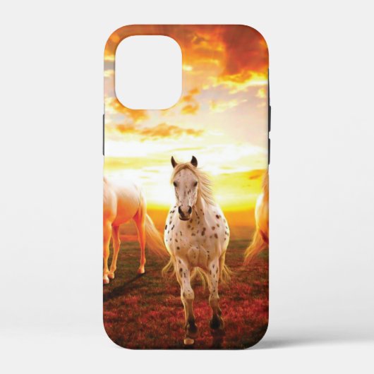 Coques Case-Mate iPhone Horses at sunset throw pillow (Verso)