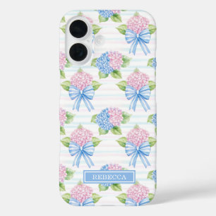 Coques iPhone 16 Hortensias bleus et roses