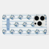 Coques Case-Mate iPhone Hortensias bleus sur rayures (Verso (horizontal))