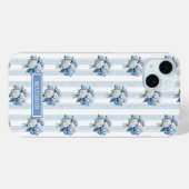 Coques Case-Mate iPhone Hortensias bleus sur rayures (Verso (horizontal))