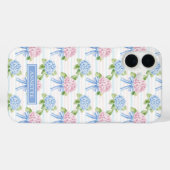 Coques Case-Mate iPhone Hortensias rayés bleu et rose (Verso (horizontal))