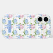 Coques Case-Mate iPhone Hortensias rayés bleu et rose (Verso (horizontal))