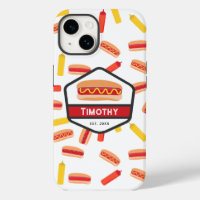 Hot Dog Fast Food Motif Monogramme Vintage
