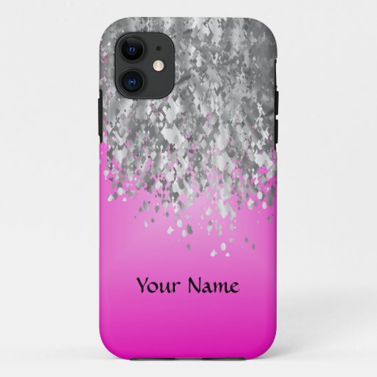 Coques Case-Mate iPhone Hot pink and faux glitter (Dos)