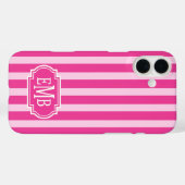 Coques Case-Mate iPhone Hot Pink and Pink Monogrammed Stripes (Verso (horizontal))