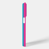 Coques Case-Mate iPhone Hot Pink and Turquoise Monogrammed Stripes (Verso / Droite)