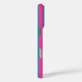 Coques Case-Mate iPhone Hot Pink and Turquoise Monogrammed Stripes (Verso / Droite)