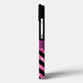 COQUES Case-Mate iPhone HOT PINK CHEVRON NOIR GLITTER GIRLY (Verso / Gauche)