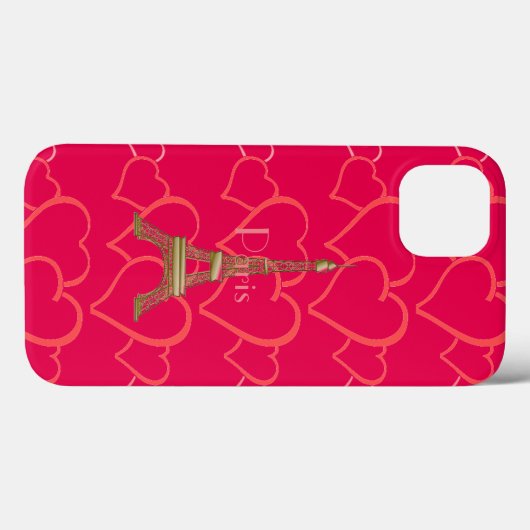 Coques Case-Mate iPhone Hot Pink, I Love Paris (Verso (horizontal))