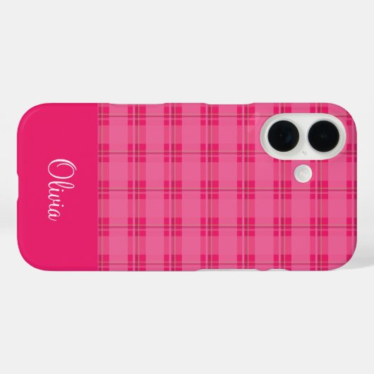 Coques Case-Mate iPhone Hot Pink Plaid (Verso (horizontal))