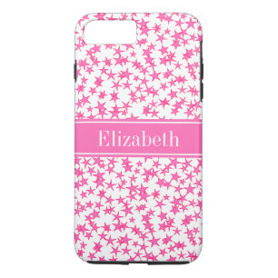 Case-Mate iPhone Case Hot Rose 2 Étoiles Blanc BG, Hot rose Nom Monogram