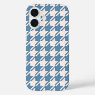 Coques iPhone 16 Houndstooth Blue+Cream Big Motif