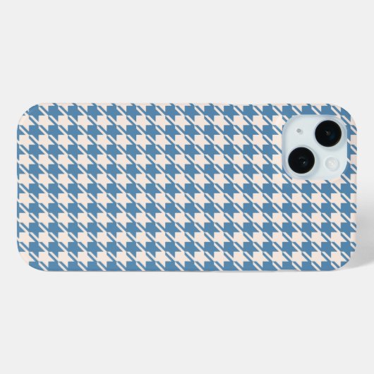 Coques Case-Mate iPhone Houndstooth Blue+Cream Rpt Motif (Verso (horizontal))